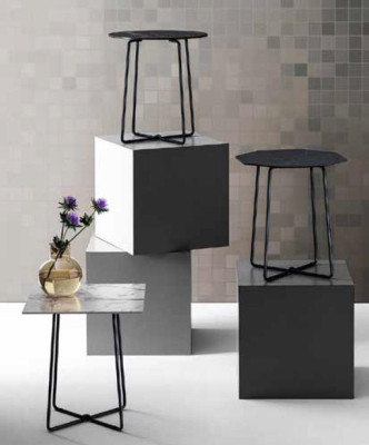Beistelltisch Edelstahl Arbeitsplatte Marmor Kaffeetisch Design Wohnzimmertisch
