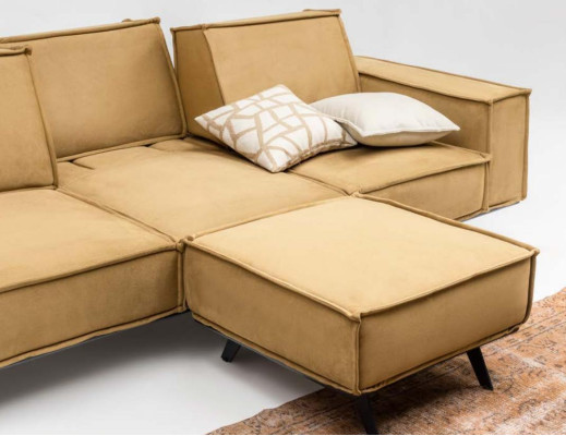 Sofagarnitur Sofa 4 Sitzer Sessel Hocker Stoffsofa Polstersofa Braun
