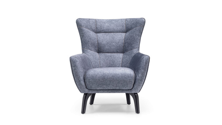 Sessel Wohnzimmer Ohrensessel Stoffsessel Grau Polster Einsitzer Sitz