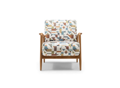 Stoffsessel Sessel Wohnzimmer Ohrensessel Mehrfarbiger Polster Holz
