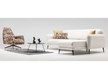 Eckgarnitur Ecksofa L form Stoffsofa Couch Sofa Beige Drehsessel Set
