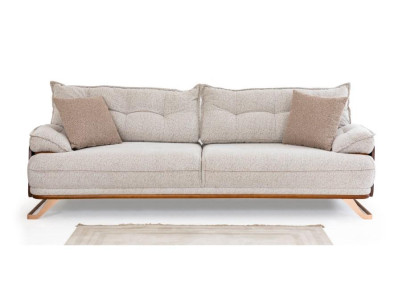 Moderner 3-Sitzer Wohnzimmer Beiges Polstersofa Stoffsofa Dreisitzer