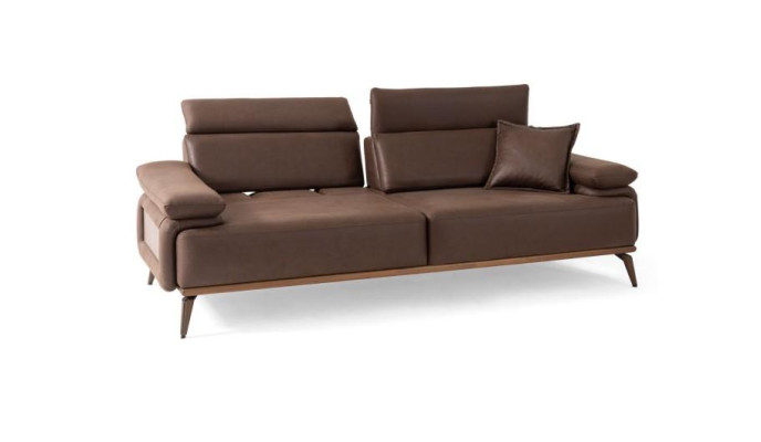 Braunes Ledersofa Designer 3-er Polstercouch Moderne Wohnzimmer Möbel