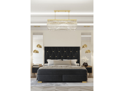 Schwarze Schlafzimmer Garnitur Doppelbett 2x Luxus Nachttische 3tlg Set