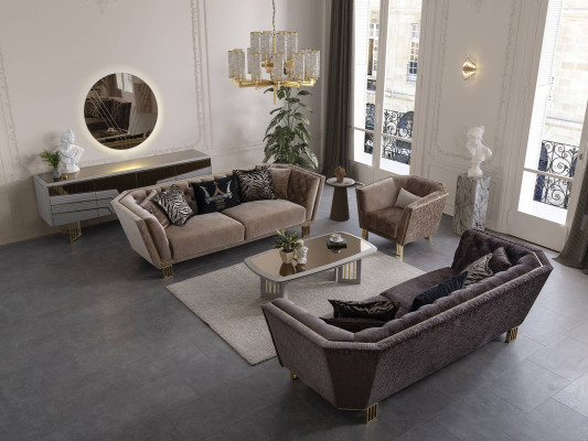 Modernes Set Luxus Sofagarnitur 3+3+1 Sitzer Stilvolle Polster Sitzmöbel