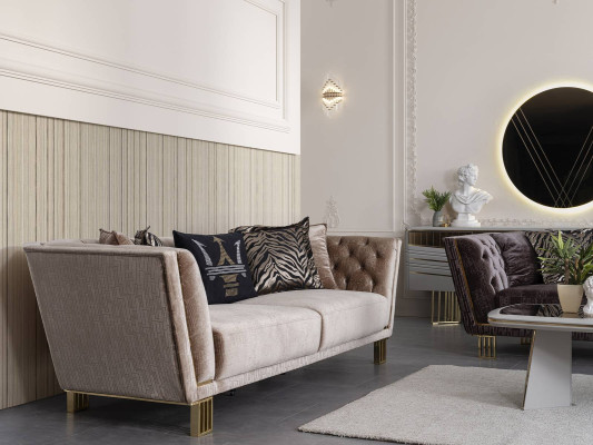 Modernes Set Luxus Sofagarnitur 3+3+1 Sitzer Stilvolle Polster Sitzmöbel