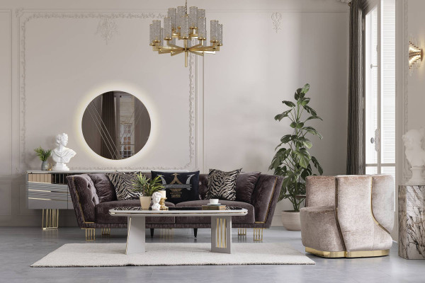 Modernes Set Luxus Sofagarnitur 3+3+1 Sitzer Stilvolle Polster Sitzmöbel