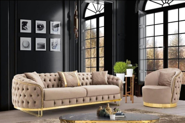 Stilvoller Dreisitzer Wohnzimmer Chesterfield Sofa Luxuriöse Möbel Neu