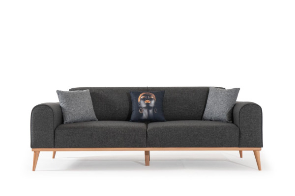 Moderner Grauer 3-Sitzer Luxuriöses Stoffsofa Wohnzimmer Couch Sitzmöbel