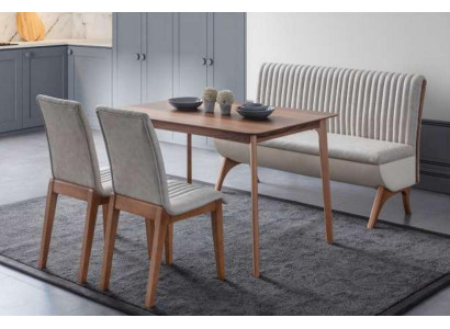 Moderne Weiße Esszimmer Garnitur Designer Esstisch 2x Stühle Bank 4tlg
