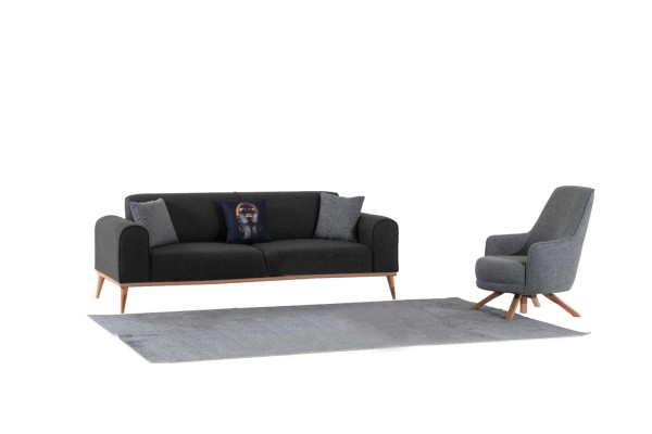 Moderner Wohnzimmer Sessel Einsitzer Polster Relax Sessel Holzfüße Neu