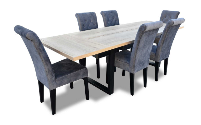Esstisch Garnitur Tisch + 6x Stühle Esszimmer Stuhl Garnitur Tisch Holz