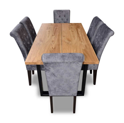 Esstisch Garnitur Tisch + 6x Stühle Esszimmer Stuhl Garnitur Tisch Holz