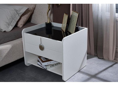 Weißer Nachttisch Designer Schlafzimmer Nachtkonsole Moderne Holz Möbel