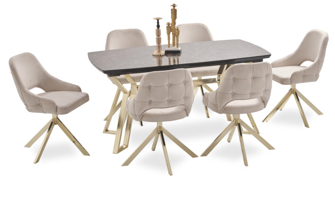 Luxus Esstisch Esszimmer Tisch Metall Gold Tische Esstische Möbel