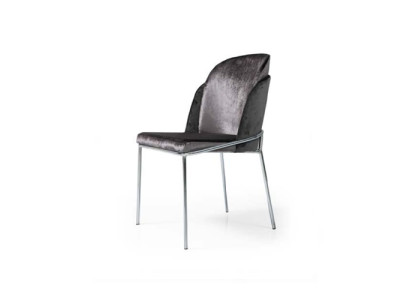 Grauer Esszimmerstuhl Luxuriöses Edelstahl Küchen Designer Stühle Neu