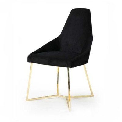Schwarzer Polsterstuhl Designer Edelstahl Einsitzer Edle Esszimmer Möbel
