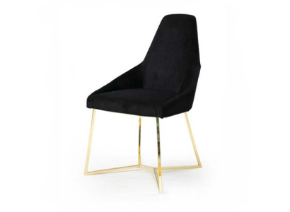 Schwarzer Polsterstuhl Designer Edelstahl Einsitzer Edle Esszimmer Möbel