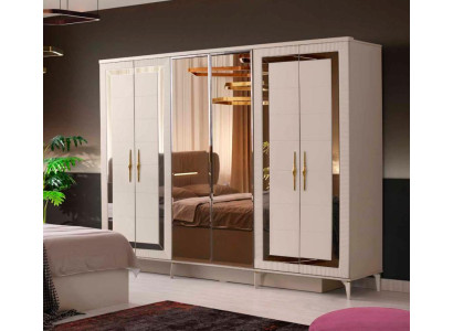 Kleiderschrank Rechteckig Modern Design Beige Gold Zweifarbig Schlafzimmer