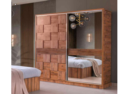 Kleiderschrank Rechteckig Braun Muster Einfarbig Modern Design Stil Schlafzimmer