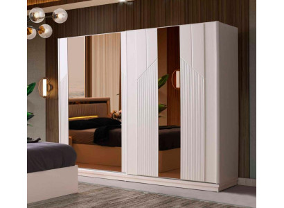 Modern Rechtecking Design Kleiderschrank Weiß Gold Zweifarbog Schlafzimmer