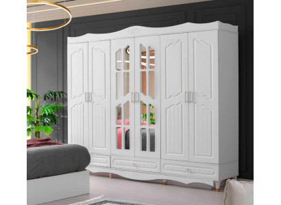 Klassisch Kleiderschrank Rechteckig Design Schlafzimmer Weiß Einfarbig