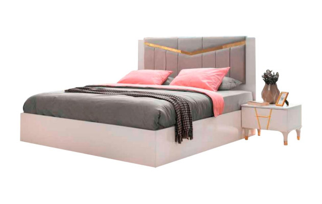 Schlafzimmer Bett Doppelbett Weiß Einafarbig Modern Design Rechteckig