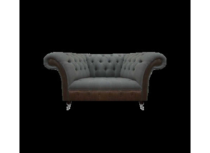 Wohnzimmer Grau-Brauner Chesterfield 2-Sitzer Textilcouchen Luxus Möbel