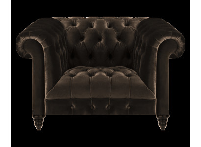 Brauner Chesterfield Polstersessel Moderner Textil Wohnzimmer Einsitzer