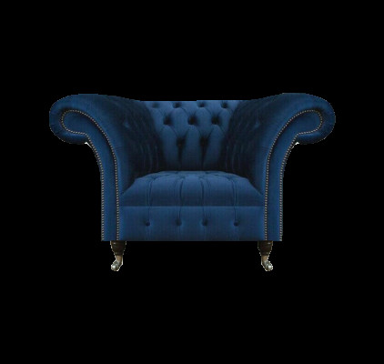 Blauer Chesterfield Einsitzer Wohnzimmer Sessel Polster Moderne Möbel