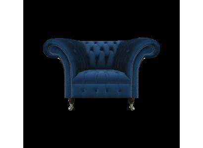 Blauer Chesterfield Einsitzer Wohnzimmer Sessel Polster Moderne Möbel