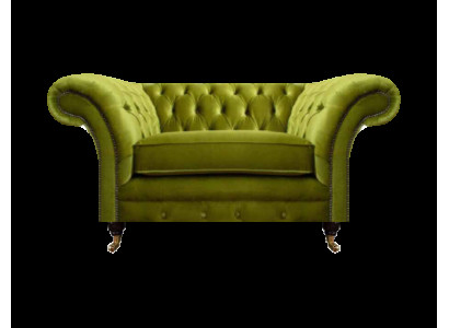 Olivengrüner Chesterfield Sessel Polstermöbel Designer Textil 1-Sitzer