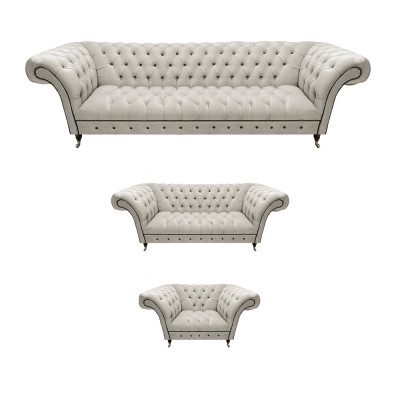 Weiße Chesterfield Garnitur Polstercouchen Designer Sofagarnitur 3tlg