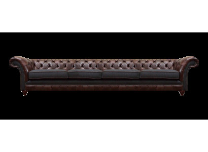 Braune Chesterfield Ledercouch Designer Viersitzer Wohnzimmer Edle Sofas