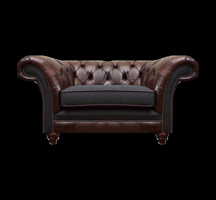 Chesterfield Braun-Grauer Sessel Wohnzimmer Einsitzer Moderne Edle Möbel