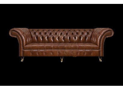 Braune Chesterfield Ledercouch Edle Couchen 3-Sitzer Wohnzimmer Möbel