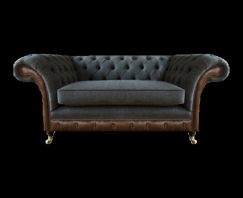 Braun-Grauer Chesterfield Einsitzer Wohnzimmer Sitzsessel Textil Möbel