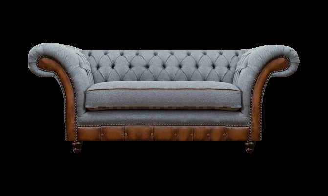 Luxuriöser Chesterfield Hellgrauer 2-Sitzer Polster Designer Sitzmöbel