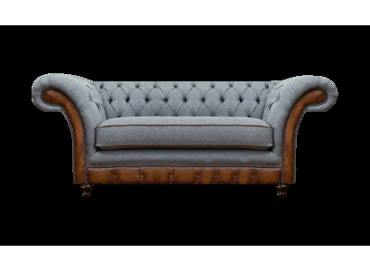 Luxuriöser Chesterfield Hellgrauer 2-Sitzer Polster Designer Sitzmöbel