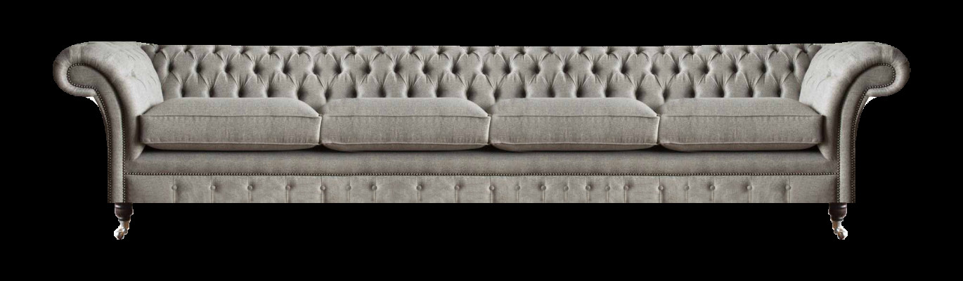 Hellgraues Chesterfield Polstersofa Designer 4-Sitzer Textil Sitzmöbel