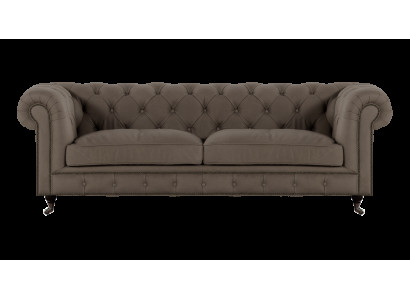 Polstermöbel Chesterfield Zweisitzer Sofa Couch Textil Grau Wohnzimmer