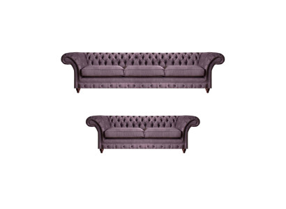 Modernes Chesterfield Polster Set Edler Dreisitzer Textil 2-Sitzer 2tlg