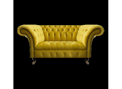 Moderne Chesterfield Sitzmöbel Gelber Zweisitzer Designer Stoffcouch
