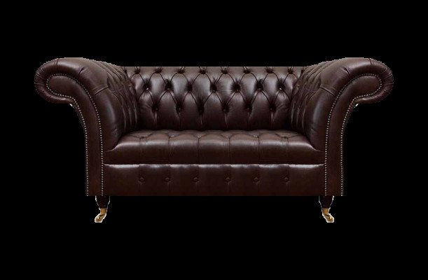 Braunes Chesterfield Ledersofa Designer Kunstledercouchen Zweisitzer