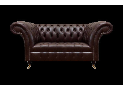 Braunes Chesterfield Ledersofa Designer Kunstledercouchen Zweisitzer