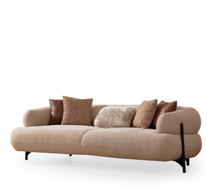 Braun-Weiße Wohnzimmer Couchgarnitur Exklusive Dreisitzer Sofas Sessel