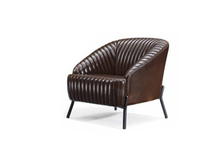 Brauner Sessel Designer Wohnzimmer Relaxsessel Leder Einsitzer Möbel