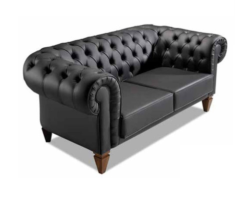 Stilvoller Chesterfield Schwarzer Dreisitzer Moderne Edle Polster Möbel
