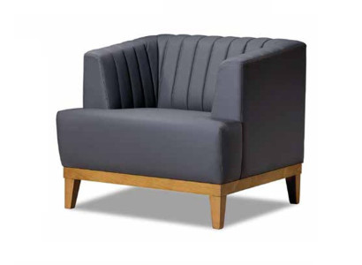 Grauer Clubsessel Designer Stoffsessel Edler Wohnzimmer Ohrensessel