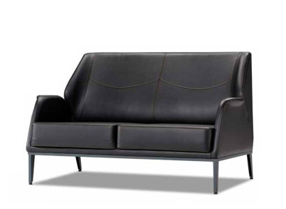 Luxuriöse Schwarze Ledercouch Designer Polstermöbel Moderner Zweisitzer